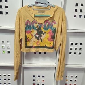 AC/DC Graphic Yellow Cropped Top